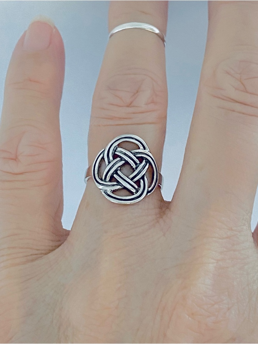 Sterling Silver Round Thin Celtic Ring, Endless Knots, Silver Rings, Love Knot